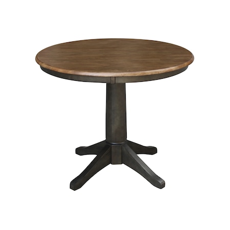 International Concepts Round 36 in Round Top Pedestal Table, 28.9 inH, Hickory/Washed Coal, 36 W, 36 L, 29.9 in H, Wood K45-36RT-27B